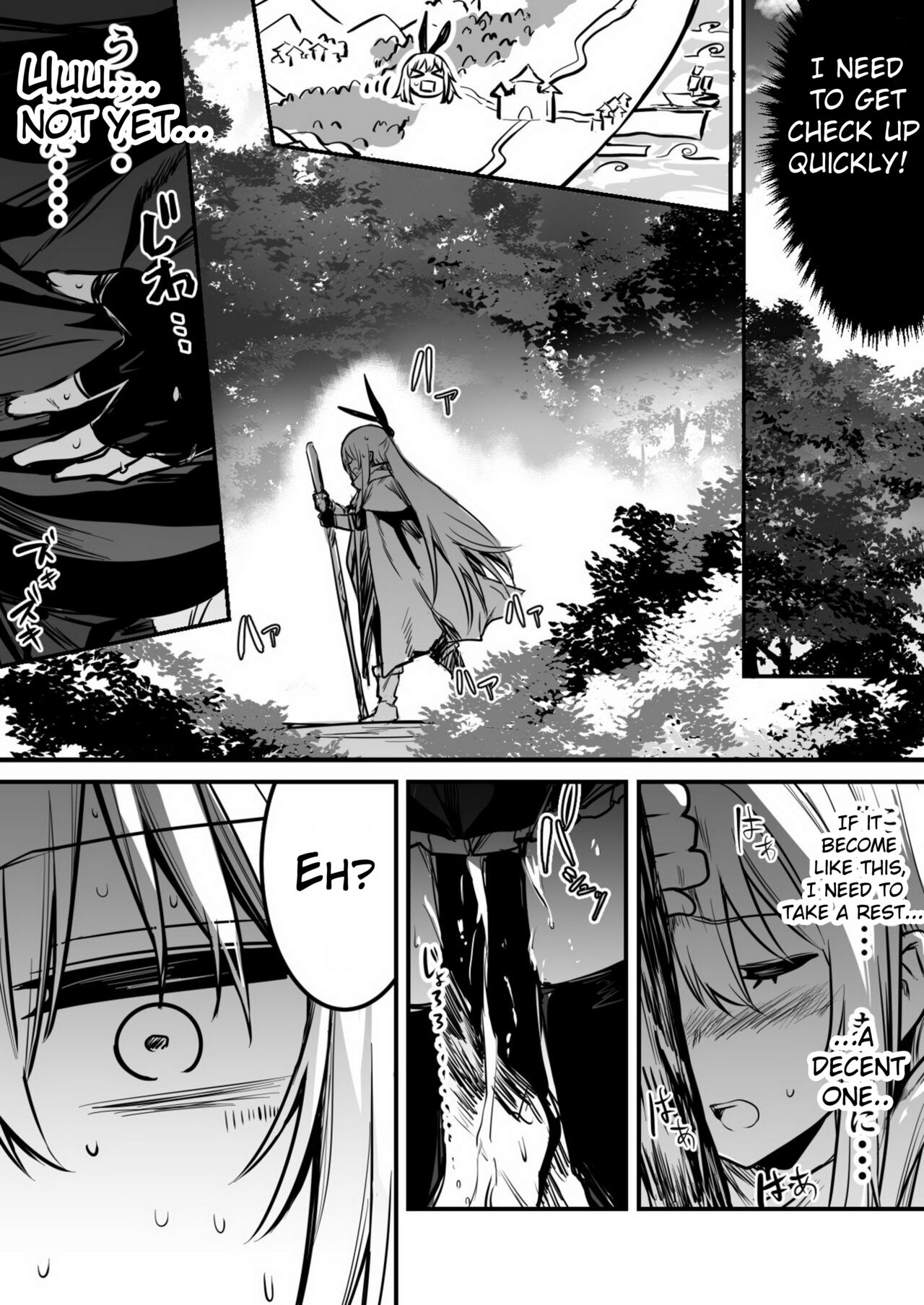 Furtuneteller-chan who worry about Adventure-chan's unusual symptom and take a look at it and Adventure-chan who unknowingly got knock up and  give birth to demi-human child in distant land page 7 full