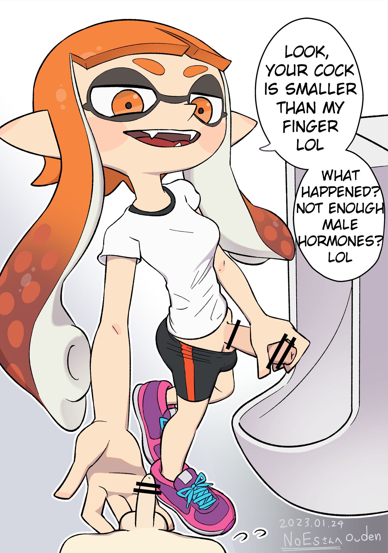 Futanari Squid gets entangled in the men's restroom page 1 full