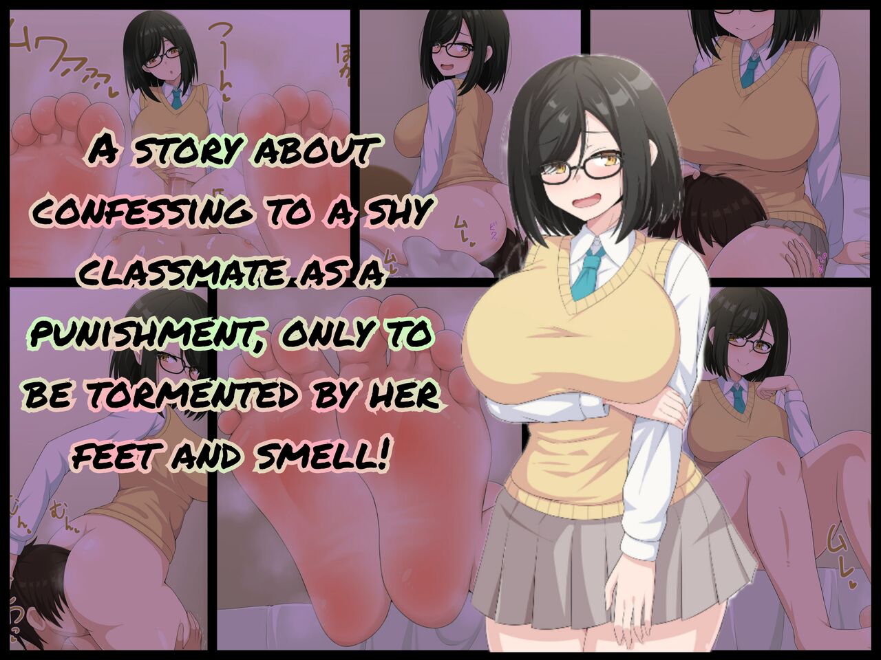 A story about confessing to a shy classmate as a punishment, only to be tormented by her feet and smell! page 1 full