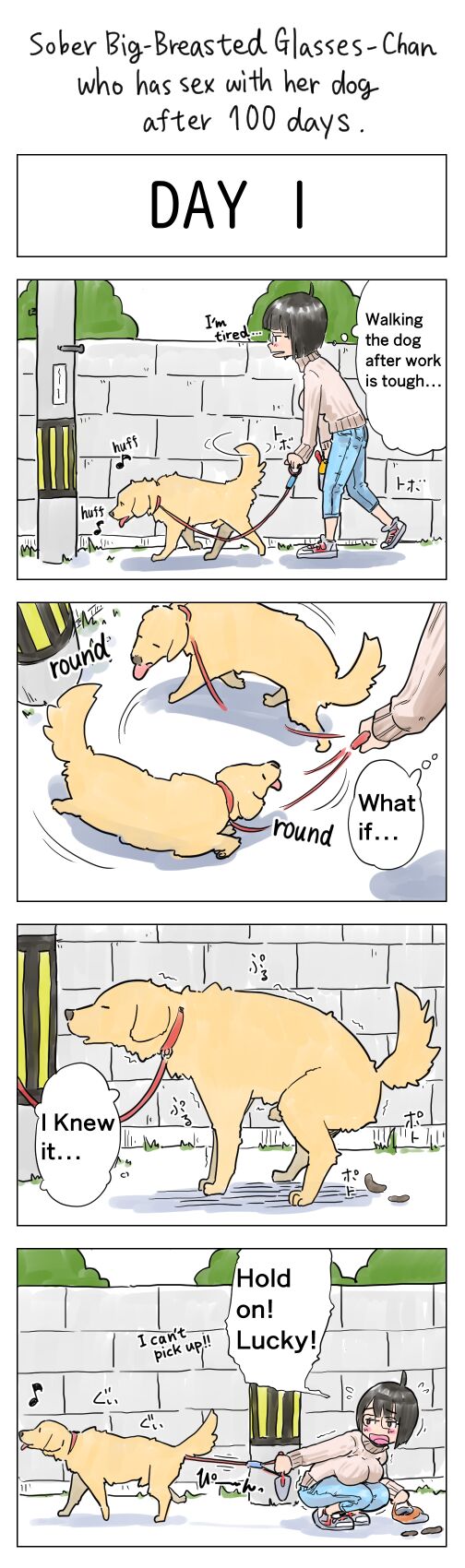 Plain Big-Breasted Glasses-Chan who has sex with her dog after 100 days page 1 full
