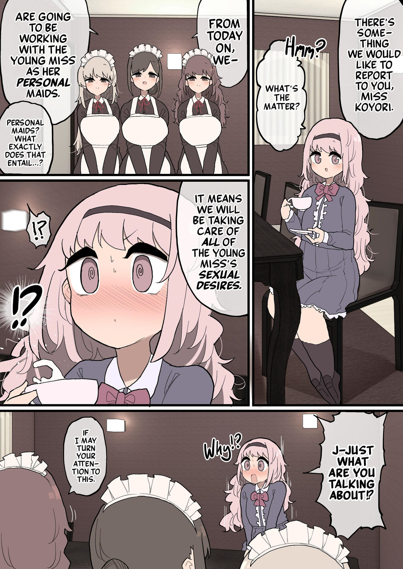 Futanari Ojousama-chan ~Senzoku Maid-san ni Shasei no Otetsudai o Shite Moraimasu!~ | Futanari Mistress Has Her Maids On Nut Busting Duty!~ page 2 full