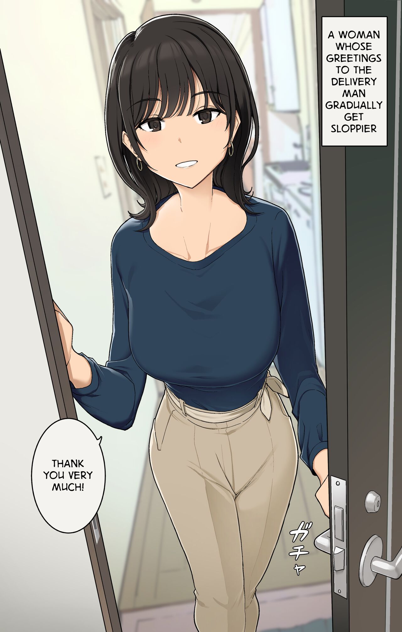 Takuhaibin no Uketorikata ga Dandan Darashinaku Natte Iku OL-chan  | A Woman Whose Greetings to the Delivery Man Gradually Get Sloppier page 1 full