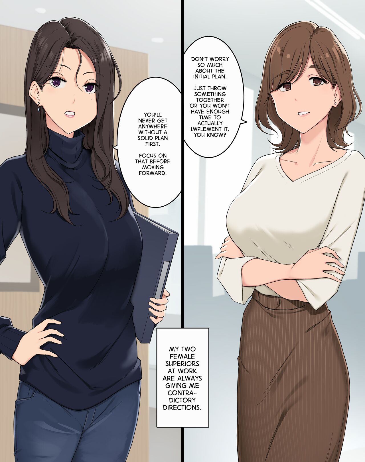 Onna Joushi Futari ni Ryougawa kara Semerarete Nou Bug-rasareru Hanashi | Beset on Either Side by My Female Superiors, My Brain Short-Circuited page 1 full