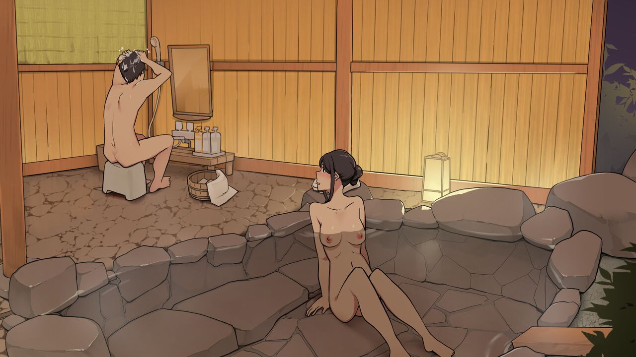 Onsen Ryokou nite Rotenburo-tsuki Kyakushitsu de Sex suru Futari | A Couple on Vacation Having Sex in the Outdoor Bath page 3 full
